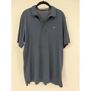 TravisMathew Mens XL Navy Pima Cotton Blend Short Sleeve Polo Shirt